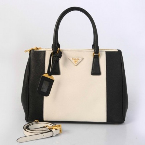 Prada Saffiano Lux Tote BN2274 Nero Bianco Cuoio Online Shop Italia